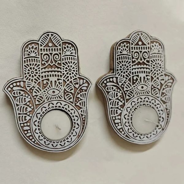 Hamsa Hand Tea Light Holder | Set Of 2 Online now