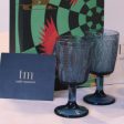 Turquise Blue Embossed Wine & Champagne Glass Set Online Sale