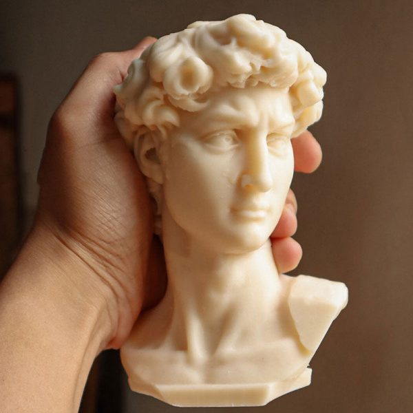 Big David Greek Sculpted Candle | 7.6 x 7.6 x 14 cm   3 x 3 x 5.5 inches For Sale