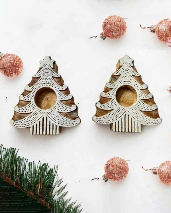 Christmas Tree Tea Light Holder | Set Of 2 Online Sale