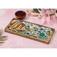 Floral Wooden Platter With Wooden Dip Bowl | 16 x 3 inches | Multiple Colors on Sale