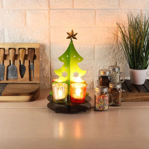 Christmas Tree Tealight Holder & Jars | 5 x 5 x 12 inches on Sale