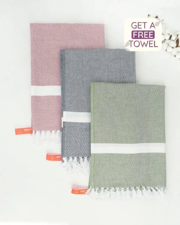 Cambric Solid Cotton Bath Towels | Set of 3 | 59 x 30 inches | Get a Freebie Online Sale