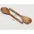 Floral Wooden Salad Bowl With Servers Online