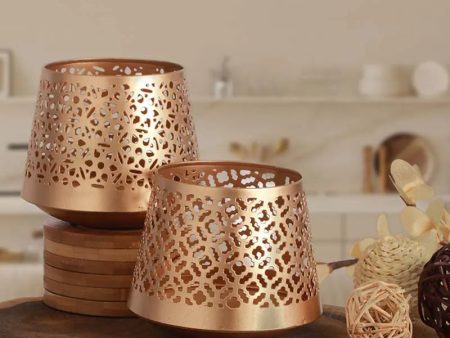 Antique Metal Lantern Tealight Holder | Set of 2 | 5 x 4 inches For Cheap