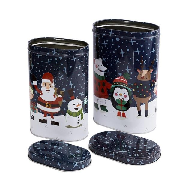 Santa & Friends Blue Tall Storage Box | Set of 2 For Sale