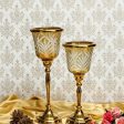 Sparkle Glass Candle Holder With Metal Stand | Set of 2 Online Hot Sale