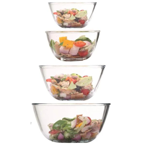 Borosilicate Mixing Bowls | Set of 4 | 1.6L, 2.1L, 2.6L & 3.6L Online Sale