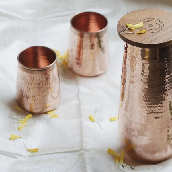 Premium Copper Carafe with Glasses Gift Set Hot on Sale