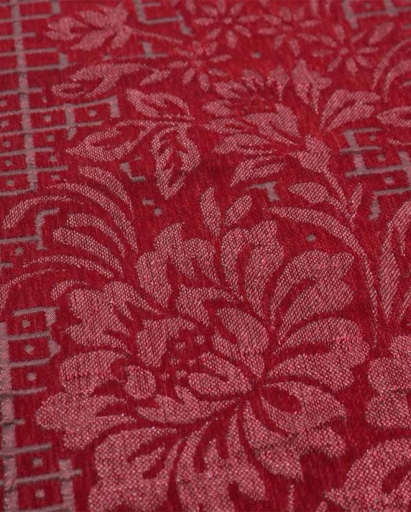 ONLY SOFA COVER | Dark Red Floral Velvet Sofa Cover 5 Seater | 68 X 26 Inches Fashion