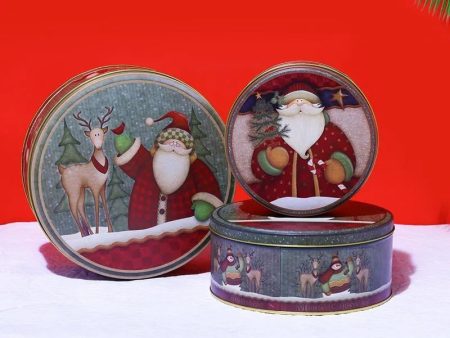 Santa & Reindeer Round Storage Box | Set of 3 Online now