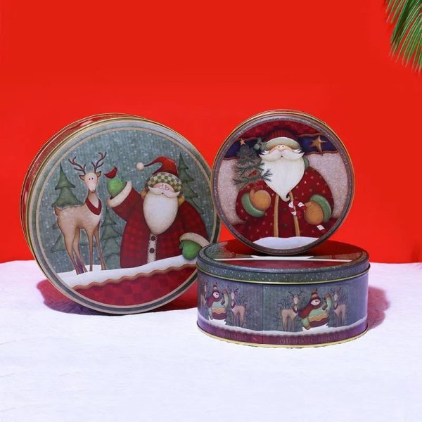 Santa & Reindeer Round Storage Box | Set of 3 Online now