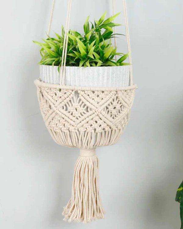 Double Diamond Chain Cotton Hanging Planter Pot Online Sale