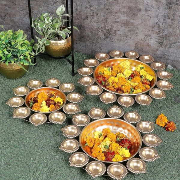 lic Lotus Design Tealight Urli | Gold | Set of 3 Online