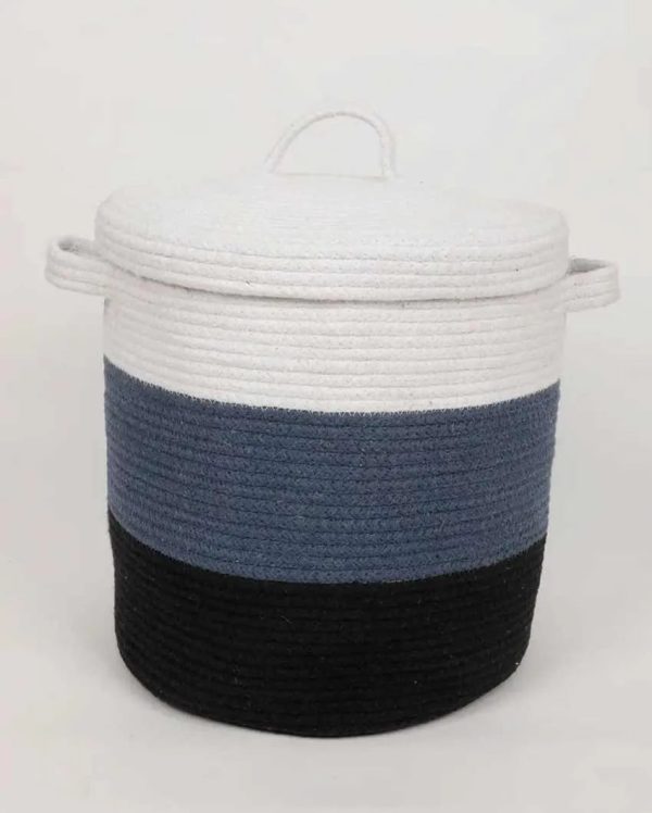 Tri Color Cotton Storage Basket With Lid Cheap