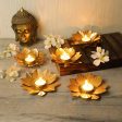 Gold Floral Design Tealight Holders | Set of 5 | 5 x 1 inches Discount