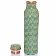 Refreshing Green Digital Print Copper Bottle | 3 x 4 x 11 inches For Cheap