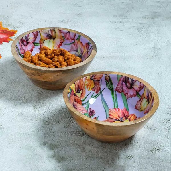 Glady Harmony Wooden Snack Dip Bowls | Set Of 2 Online now