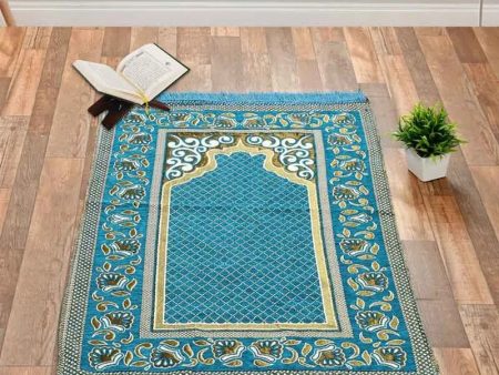 Floral Printed Chenille Janamaz Prayer Floormat | 42 x 27 inches Discount