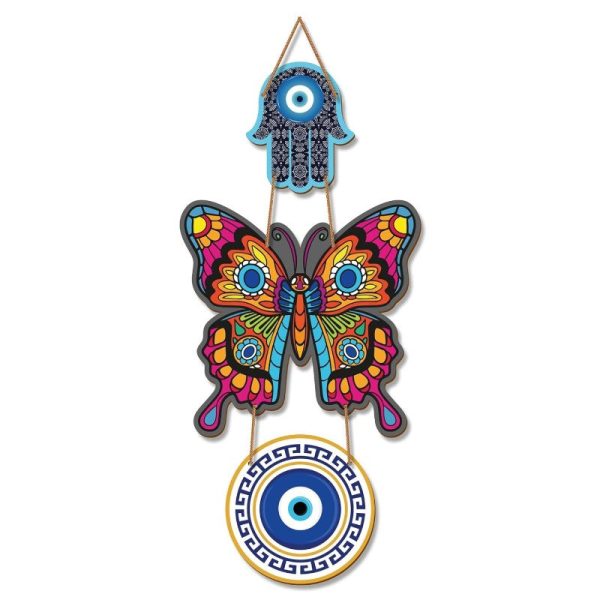 Butterfly Evil Eye Wall Hanging | 16 x 7 inches Fashion