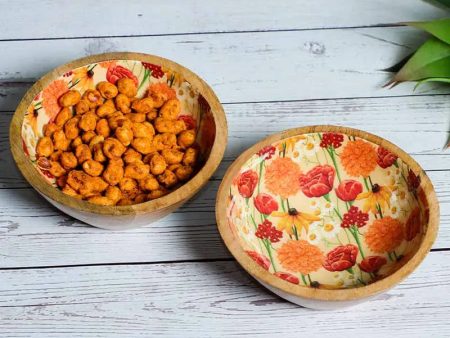 Round Roses And Chamomile Print Snack Bowls | Set Of 2 Online Hot Sale