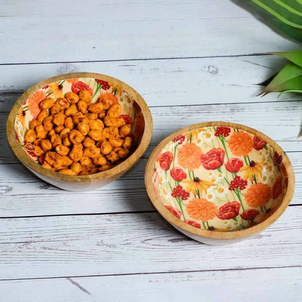 Round Roses And Chamomile Print Snack Bowls | Set Of 2 Online Hot Sale