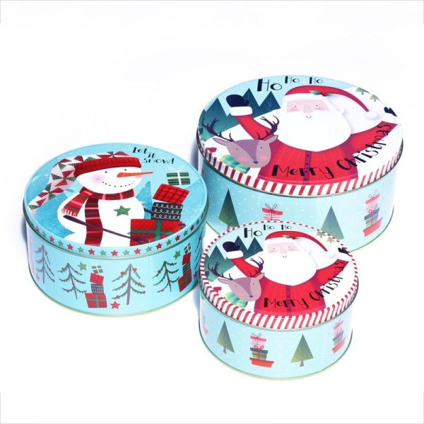 Joyful Santa Round Storage Box | Set of 3 Discount