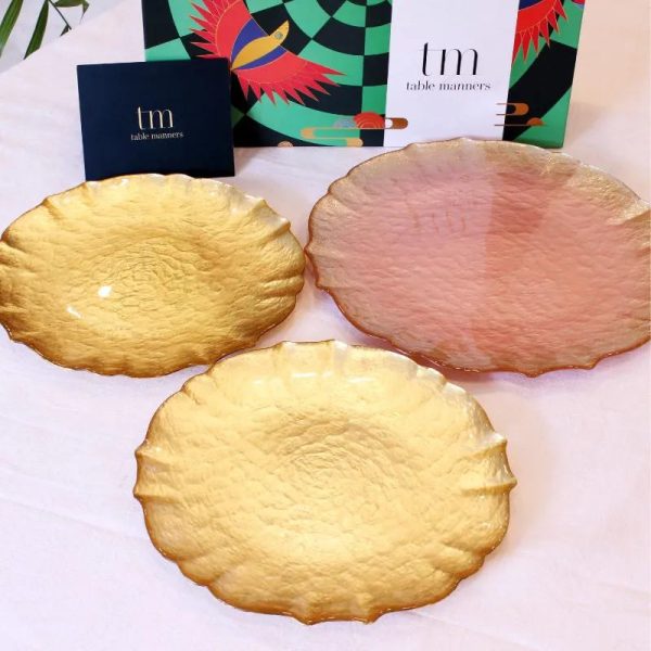 Modern Gold Dinner & Serving Plate Set | Set of 3 , Set of 5 Sale