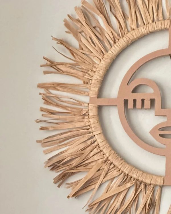 Classic Raffia African Female Face Wall Décor on Sale