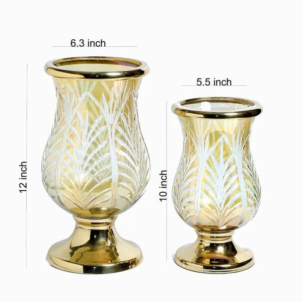 Sparkle Glass Pedestal Hurricane Candle Holders | Set of 2 Online