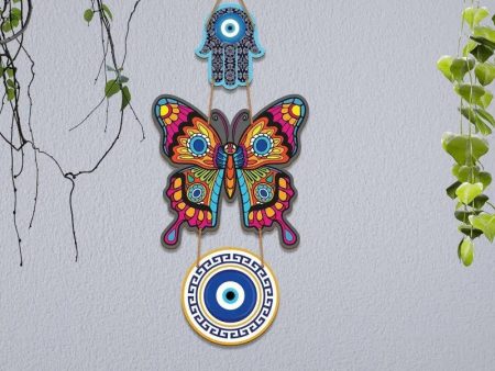 Butterfly Evil Eye Wall Hanging | 16 x 7 inches Fashion