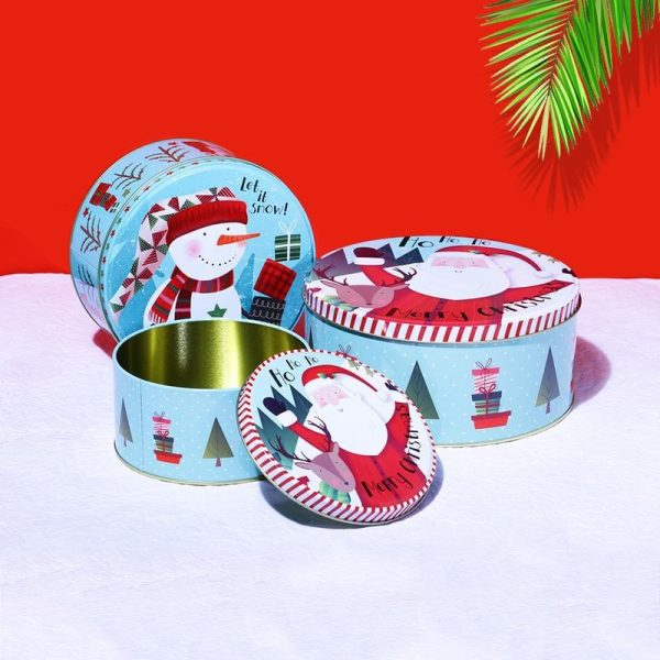 Joyful Santa Round Storage Box | Set of 3 Discount