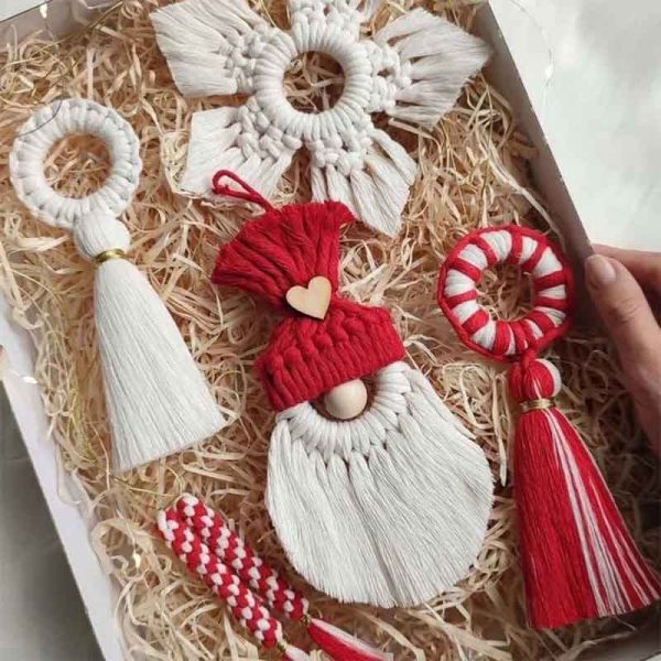 Xmas Red & White Color Ornament | Set Of 6 Hot on Sale