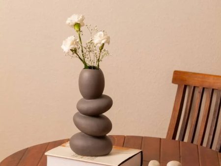 Pebble Ceramic Flower Vase | 4.5 x 2 x 11 inches For Sale