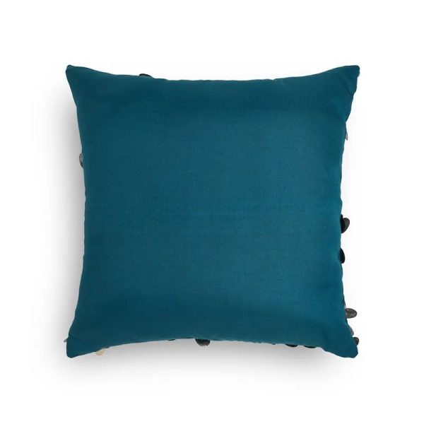 Teal Tara Hand Embroidered Faux Silk Cushion Cover | 12 x 12 inches , 16 x 16 inches , 12 x 20 inches , 20 x 20 inches on Sale