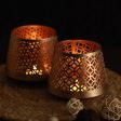 Antique Metal Lantern Tealight Holder | Set of 2 | 5 x 4 inches For Cheap