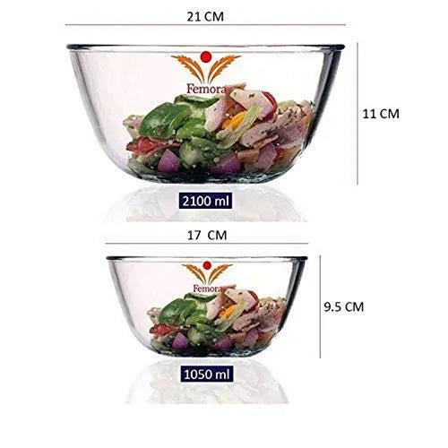 Glass All-Purpose Mixing Bowls | Set of 2 | 1L & 2.1L Sale