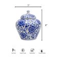 Indigo Floral Handpainted Ceramic Vase | 7 x 7 x 8 inches Cheap