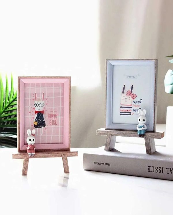 Pink Bunny Wooden Photo Frame With Rabbit Online Hot Sale