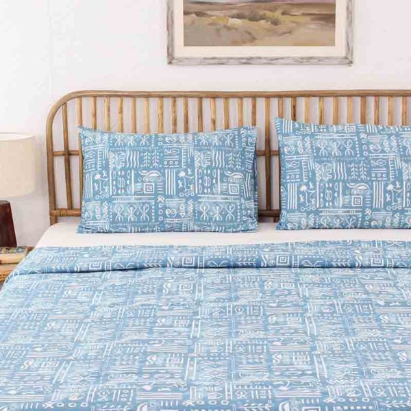 Blue Gamathi Cotton Duvet Cover | Single Size | 60 x 90 Inches Hot on Sale