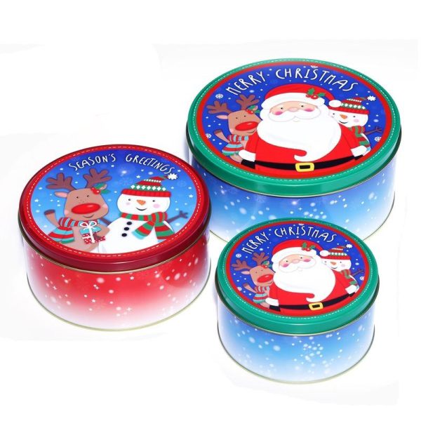 Seasons Greetings Round Storage Box | Set of 3 Hot on Sale