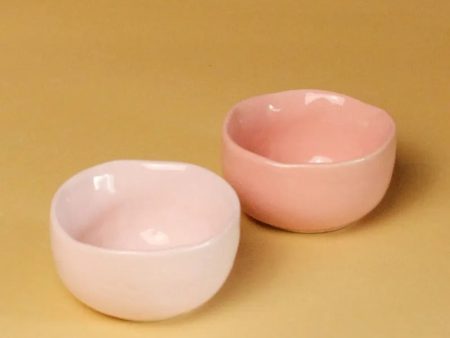 Ceramic Pastel Magic Bowl | Pink & Light Pink | Set of 2 on Sale