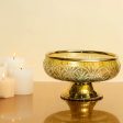 Sparkle Glass Fruit Bowl With Brass Stand | 8.5 x 5.4 inches For Sale