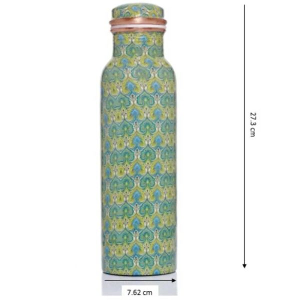 Refreshing Green Digital Print Copper Bottle | 3 x 4 x 11 inches For Cheap