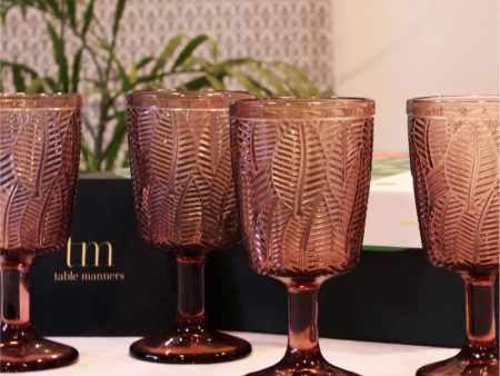 Mauve Embossed Wine & Champagne Glass Set Supply