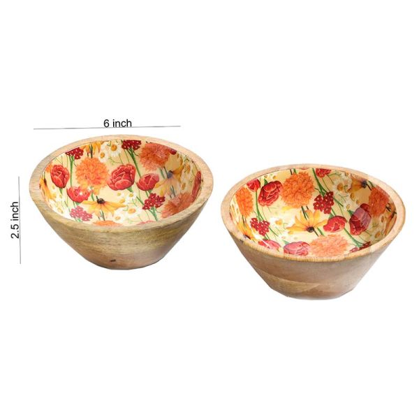 Round Roses And Chamomile Print Snack Bowls | Set Of 2 Online Hot Sale