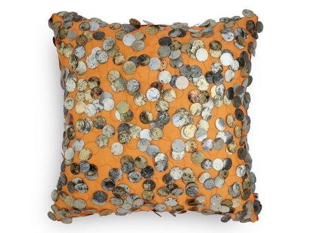 Orange Tara Hand Embroidered Faux Silk Cushion Cover | 12 x 12 inches , 16 x 16 inches , 12 x 20 inches , 20 x 20 inches For Sale