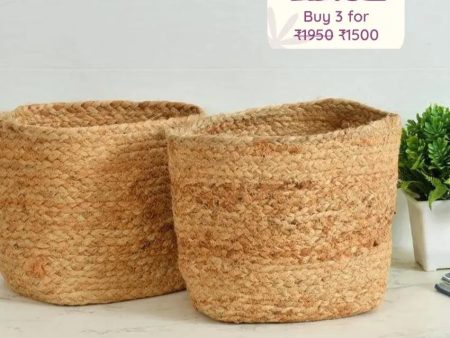 Jute Plain Square Storage Basket | 7 x 7 Inches Sale