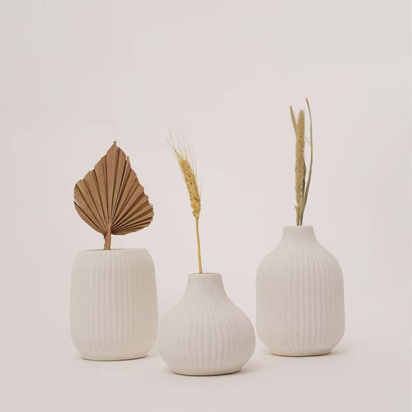 White Ivory Design Vase | Set Of 3 For Discount