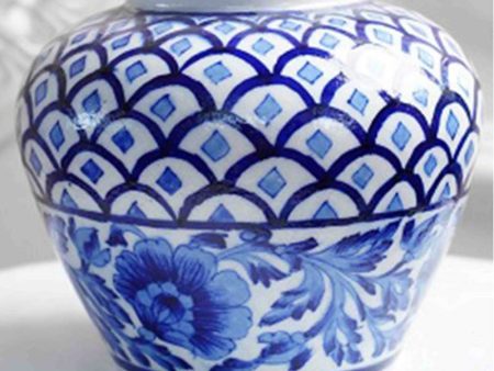 Cerulean Handpainted Ceramic Vase | 7 x 7 x 8 inches Discount